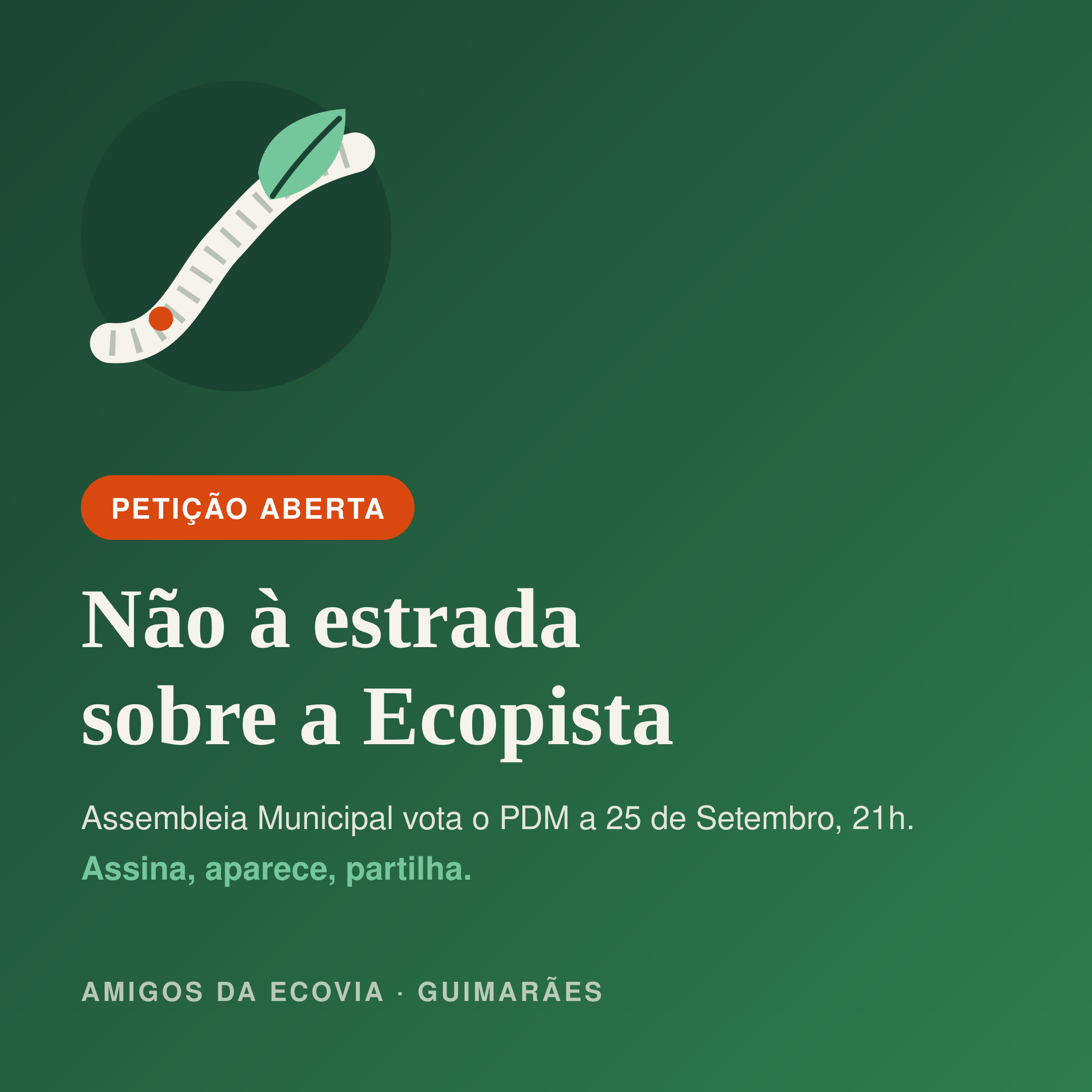 Não à estrada sobre a Ecopista. Assembleia Municipal, 25 de Setembro, 21h.